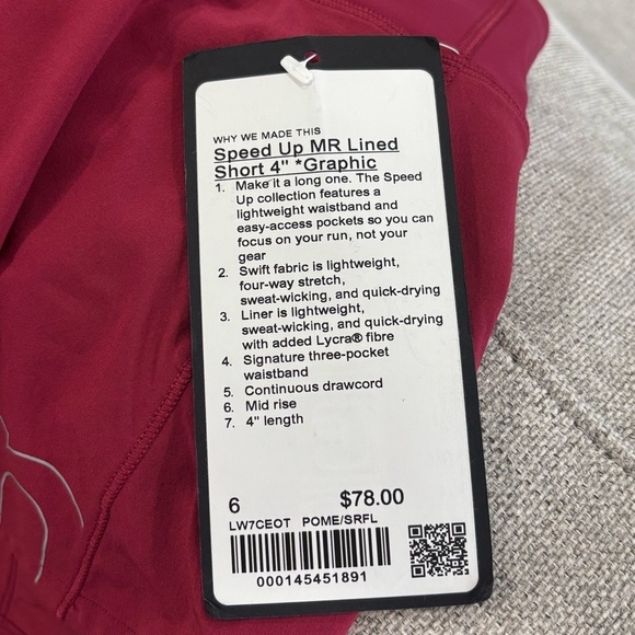 NWT Lululemon Speed Up Mid Rise Shorts *Graphic 4" Size 6 Special Edition - Picture 7 of 8